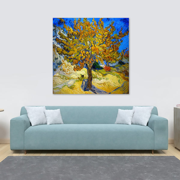 Mulberry Tree - Vincent Van Gogh With Black Cat - Funny Wall Art - Framed Canvas Wall Art Print - Various Sizes