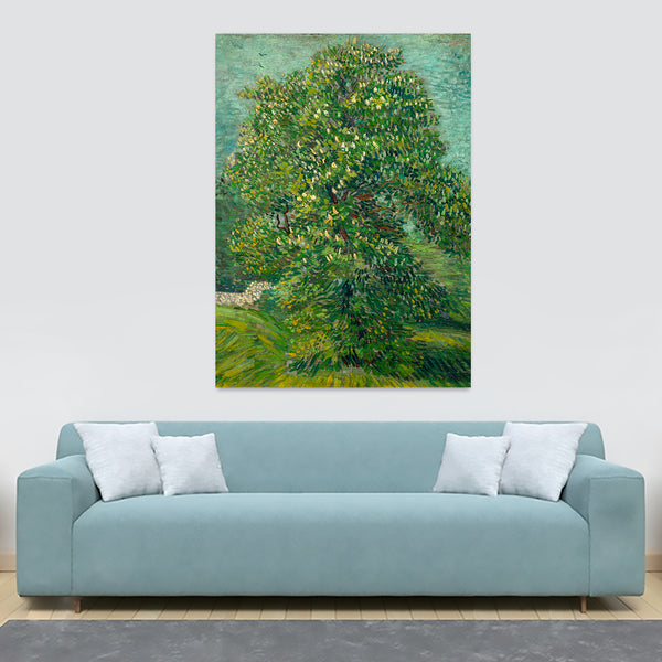 Chestnut Tree In Blossom by Vincent Van Gogh Wall Art - Canvas Wall Art Framed Print - Various Sizes