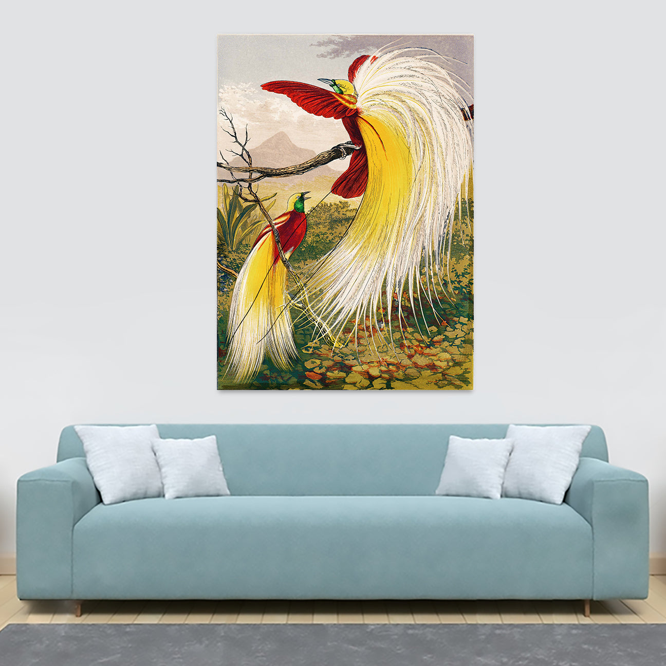 The Birds of Paradise Vintage Bird Wall Art by Benjamin Fawcett - Canvas Wall Art Framed Print - Various Sizes
