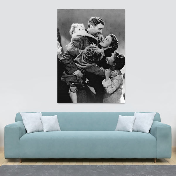 James Stewart - It's A Wonderful Life - Classic Movie Art - Canvas Wall Art Framed Print - Various Sizes