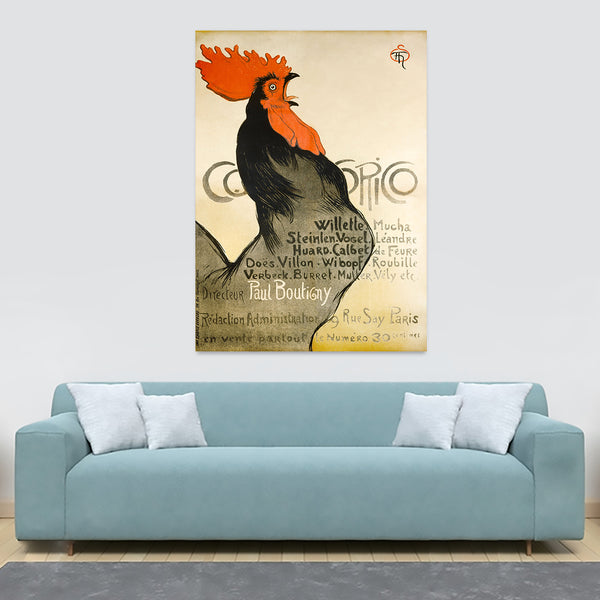 Cocorico Wall Art by Theophile-Alexandre Steinlen & Charles (Parijs) Verneau - Canvas Wall Art Framed Print - Various Sizes