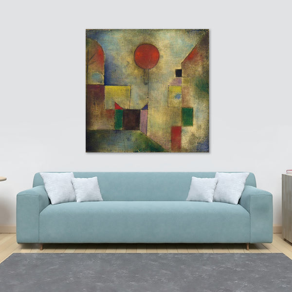 Red Balloon Abstract Art by Paul Klee 1922 - Canvas Framed Wall Art Print - Various Sizes