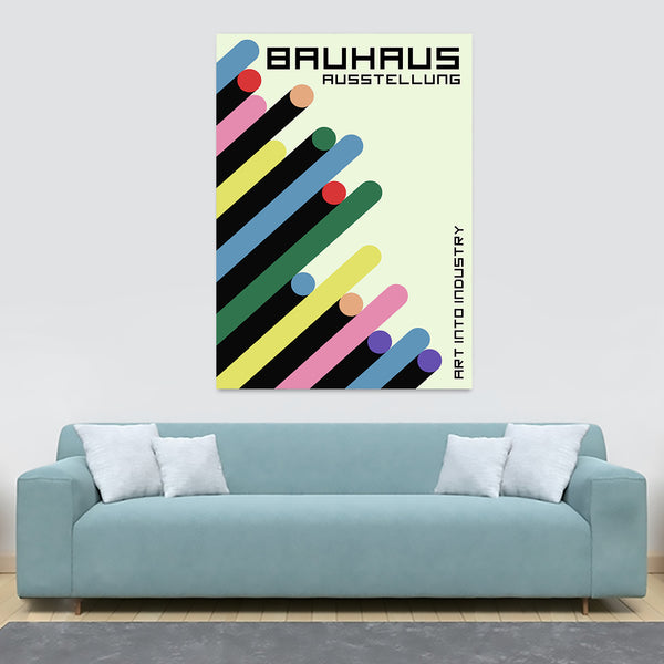 Bauhaus Ausstellung Geometric Tubes - Canvas Wall Art Framed Print - Various Sizes