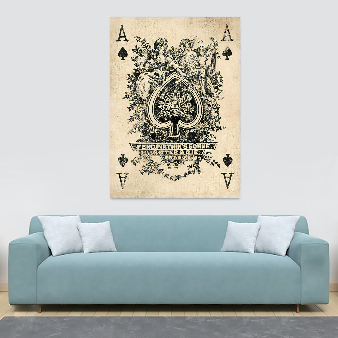Ace Of Spades Vintage Playing Card Wall Art - Various Sizes
