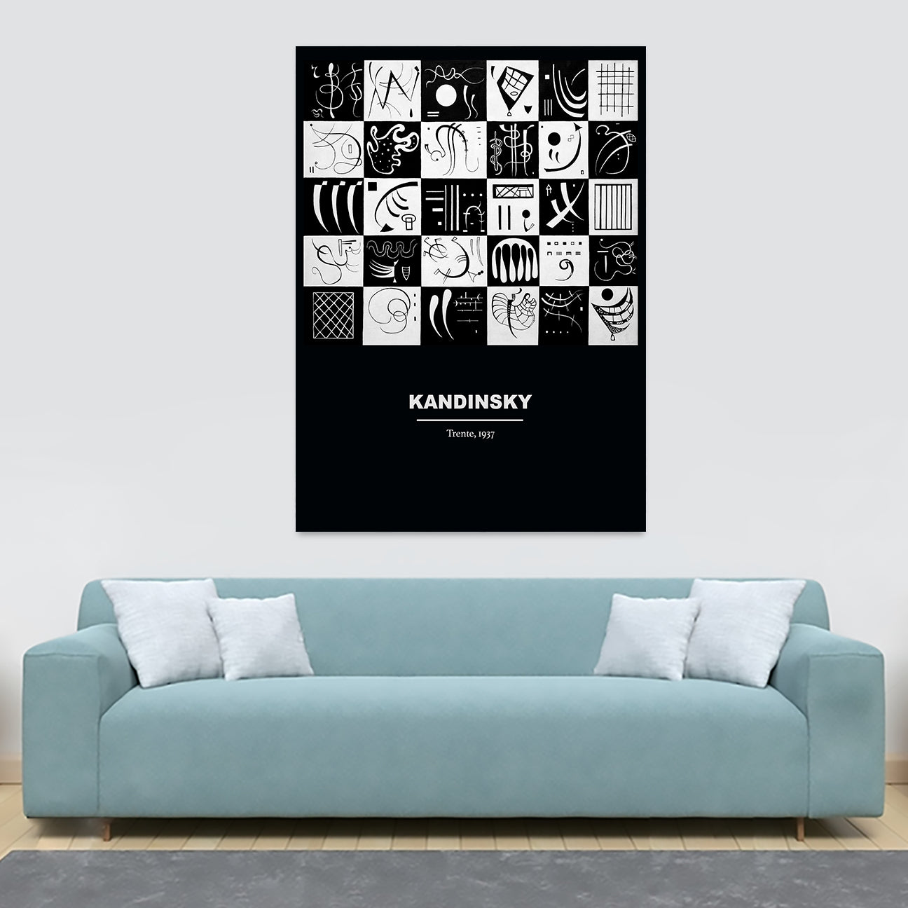Trente - Bauhaus Abstract Wall Art by Wassily Kandinsky 1937 - Canvas Wall Art Framed Print - Various Sizes