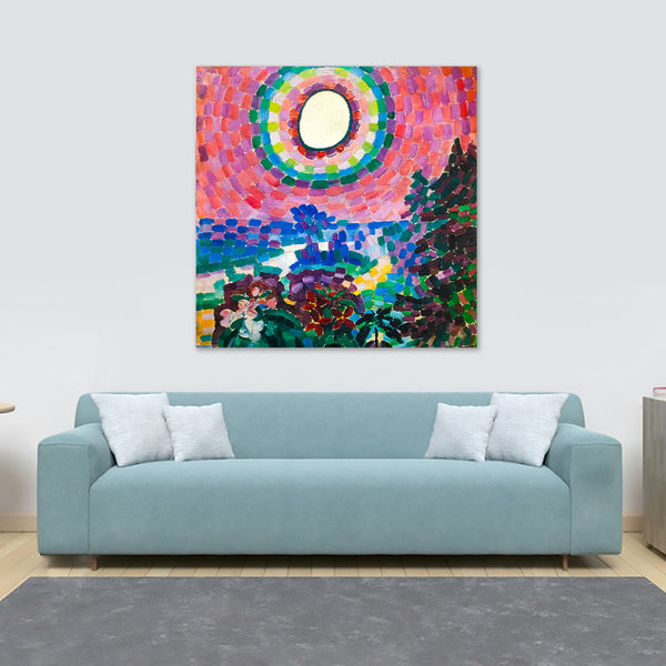 Landscape with Disc Abstract Art by Robert Delaunay - Framed Canvas Wall Art - Various Sizes