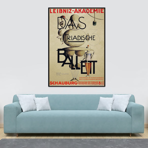 The Triadic Ballet - Vintage Bauhaus Art by Oskar Schlemmer 1924 - Framed Canvas Wall Art Print - Various sizes