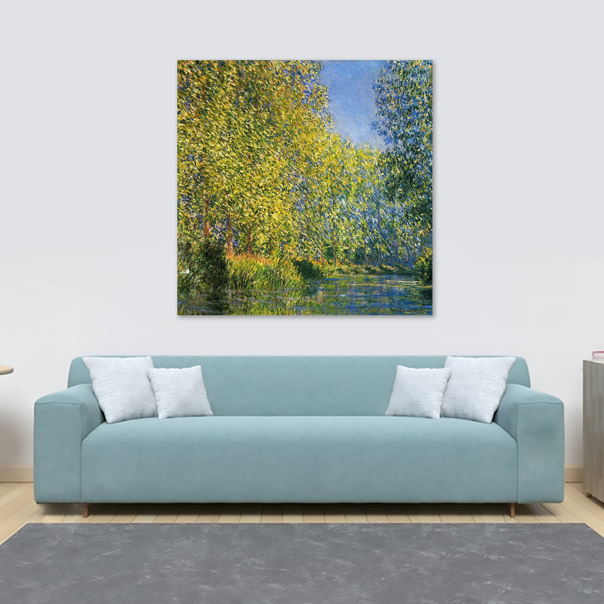 Bend In The River Epte by Claude Monet - Framed Canvas Wall Art Print - Various Sizes