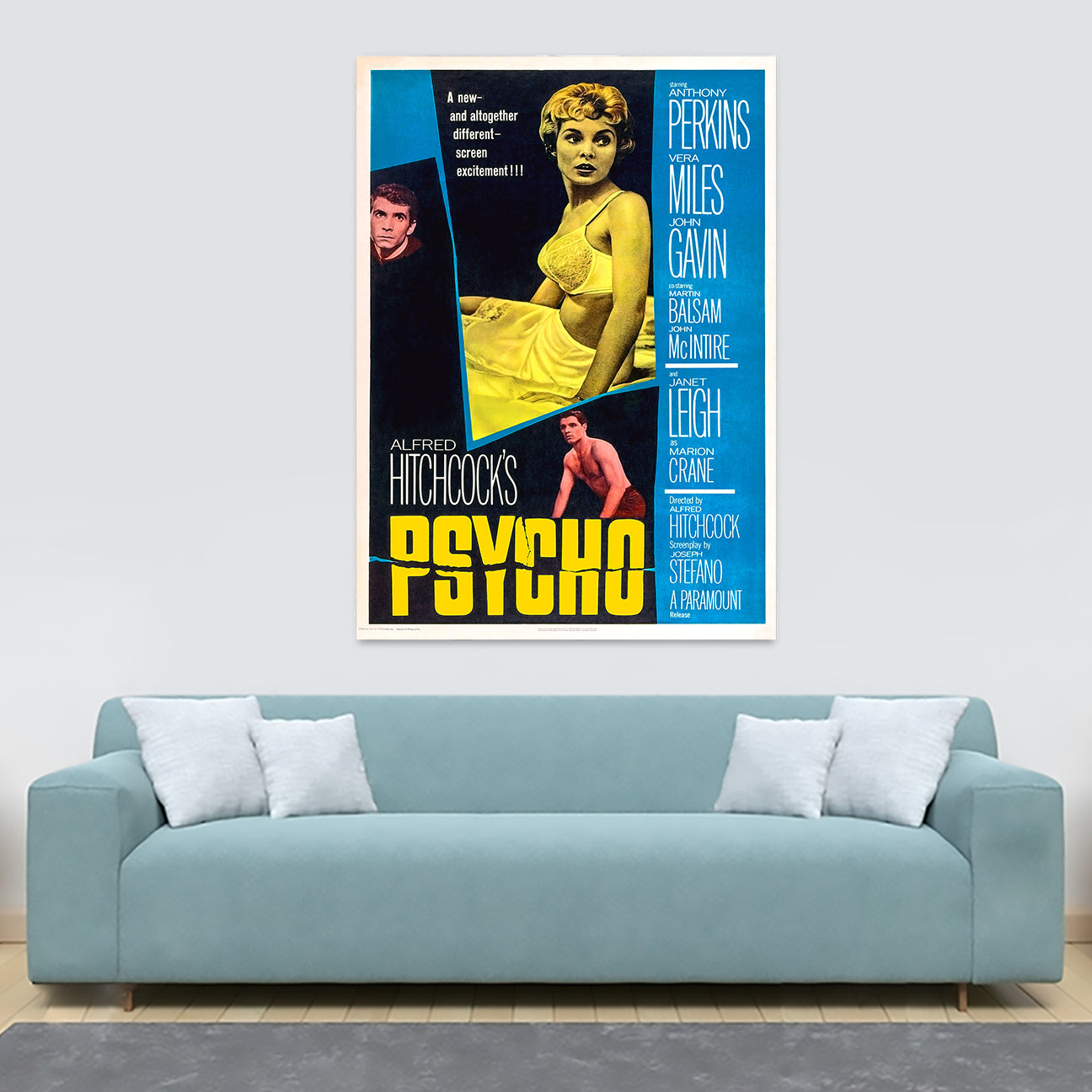 Psycho - Alfred Hitchcock - Movie Wall Art - Canvas Wall Art Framed Print - Various Sizes