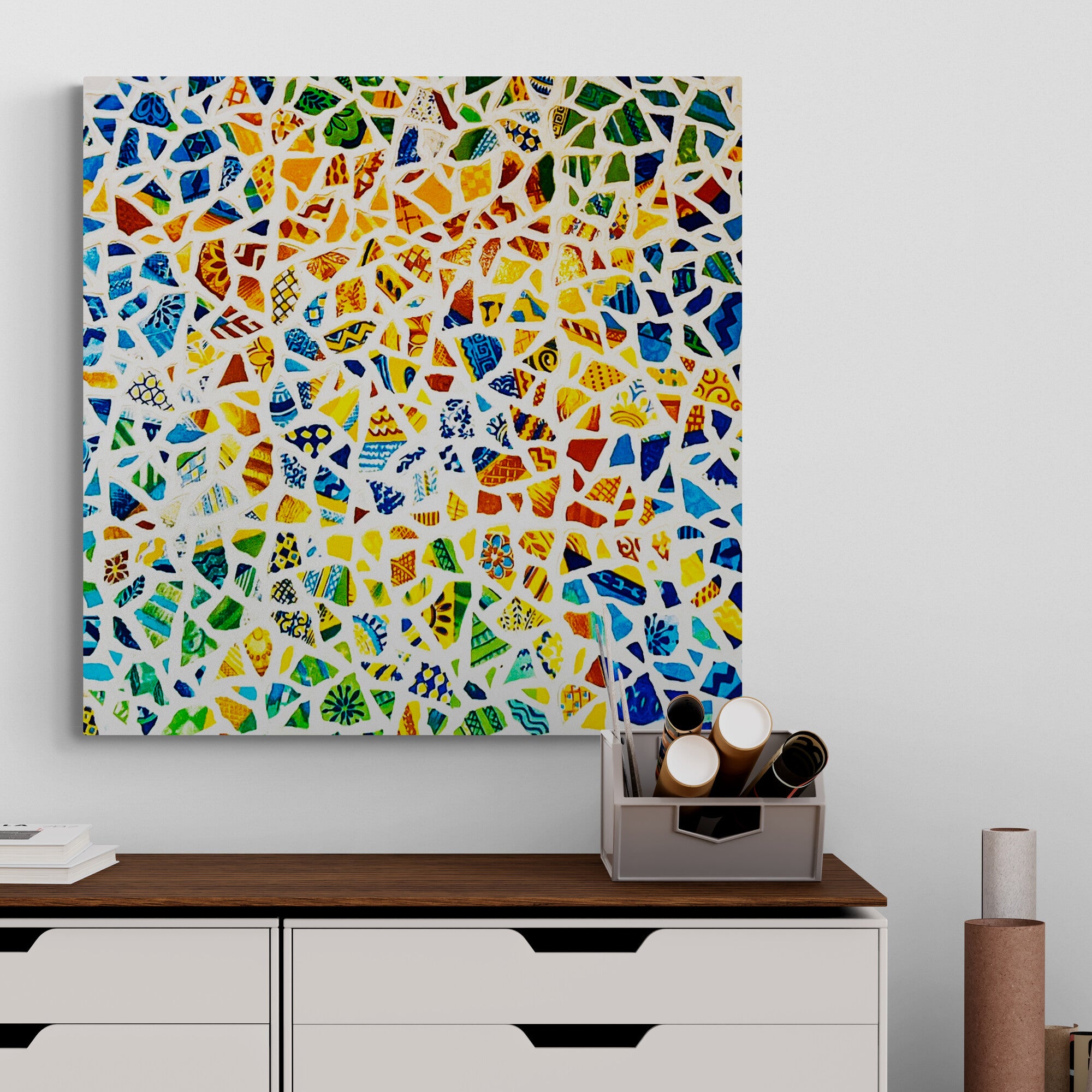 Cracked Mosaic - Abstract Wall Art - Framed Canvas Wall Art Print - Various Sizes