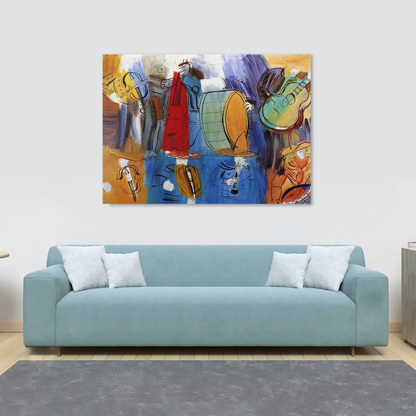 The Mexican Musicians Wall Art by Raoul Dufy - Canvas Wall Art Framed Print - Various Sizes