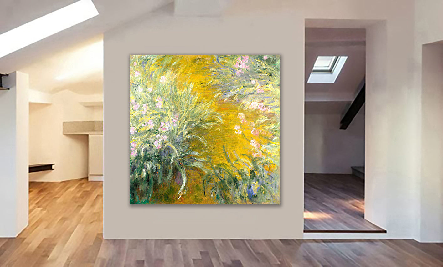 The Path through the Irises - Wall Art by Claude Monet - Framed Canvas Wall Art Print - Various Sizes