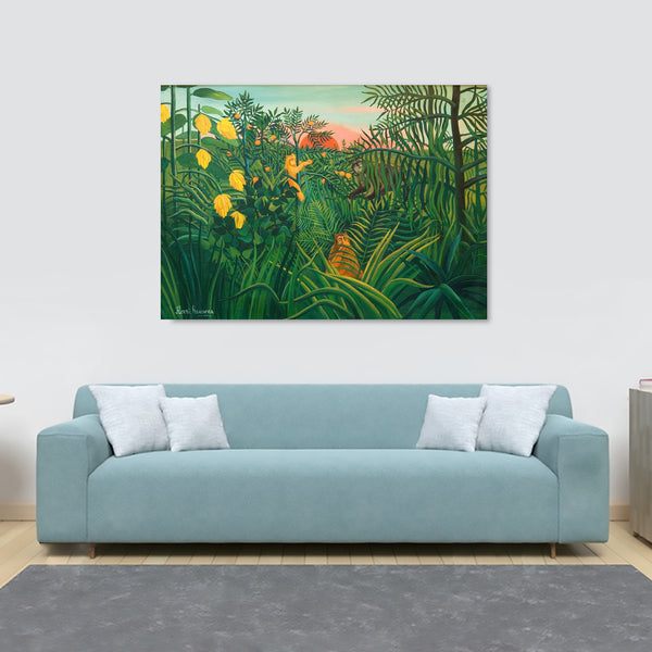 Three Apes In The Orange Grove by Henri Rousseau 1907 - Canvas Wall Art Framed Print - Various Sizes