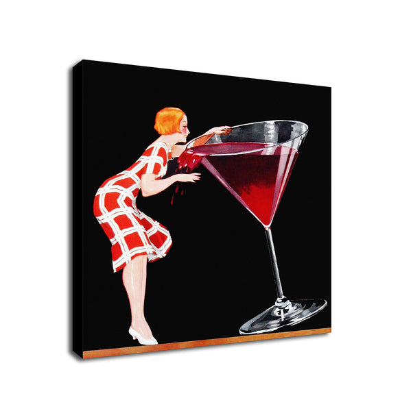 Vintage French Cocktail Wall Art - Framed Canvas Wall Art Print - Various Sizes