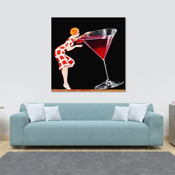 Vintage French Cocktail Wall Art - Framed Canvas Wall Art Print - Various Sizes
