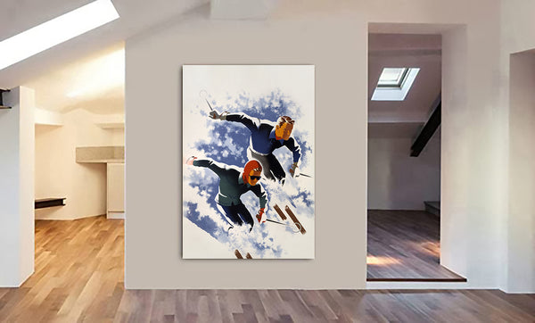 Vintage Ski Sport Wall Art by Joseph Binder 1947 - Canvas Wall Art Framed Print - Various Sizes