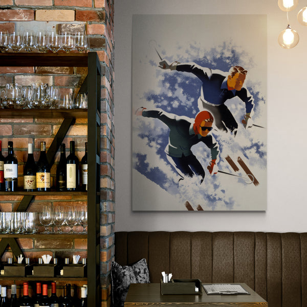 Vintage Ski Sport Wall Art by Joseph Binder 1947 - Canvas Wall Art Framed Print - Various Sizes