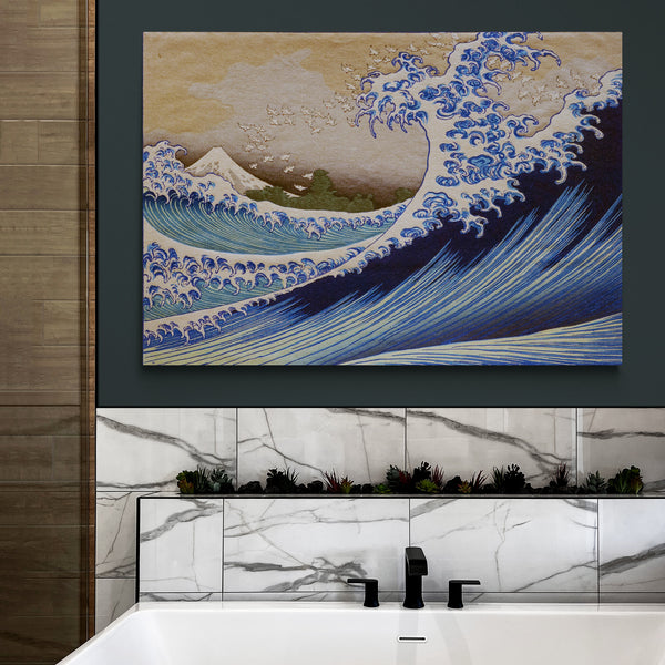 Fuji From The Sea - Vintage Japanese Art by Hokusai - Canvas Wall Art Framed Print - Various Sizes