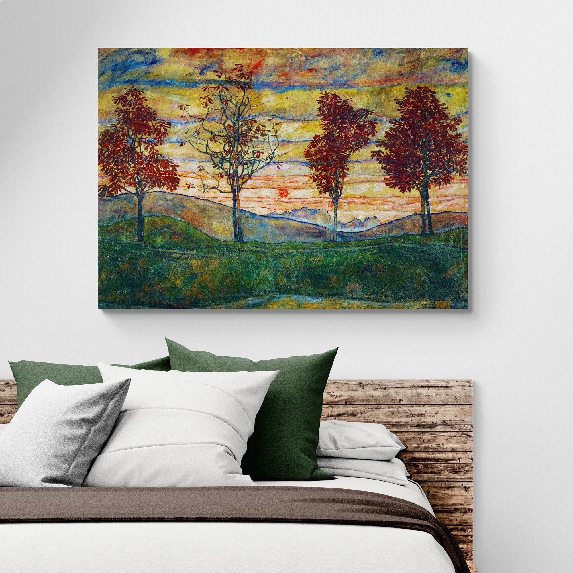 Four Trees Abstract Wall Art by Egon Schiele - Canvas Wall Art Framed Print - Various Sizes
