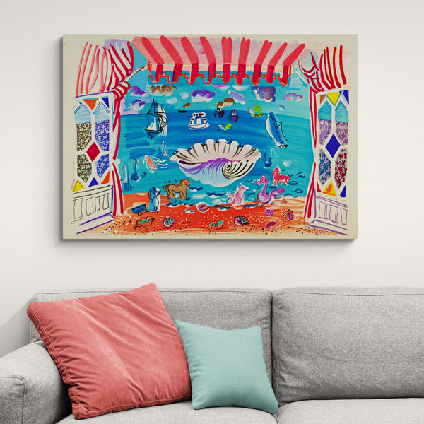 Theater Curtain For Ballet - Palm Beach by Raoul Dufy - Canvas Wall Art Framed Print - Various Sizes