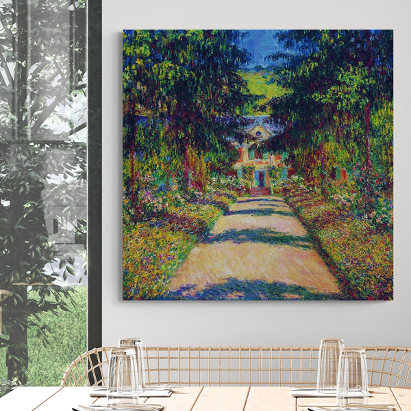 Pathway In Monet's Garden At Giverny by Claude Monet - Framed Canvas Wall Art Print - Various Sizes