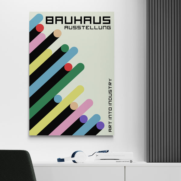 Bauhaus Ausstellung Geometric Tubes - Canvas Wall Art Framed Print - Various Sizes