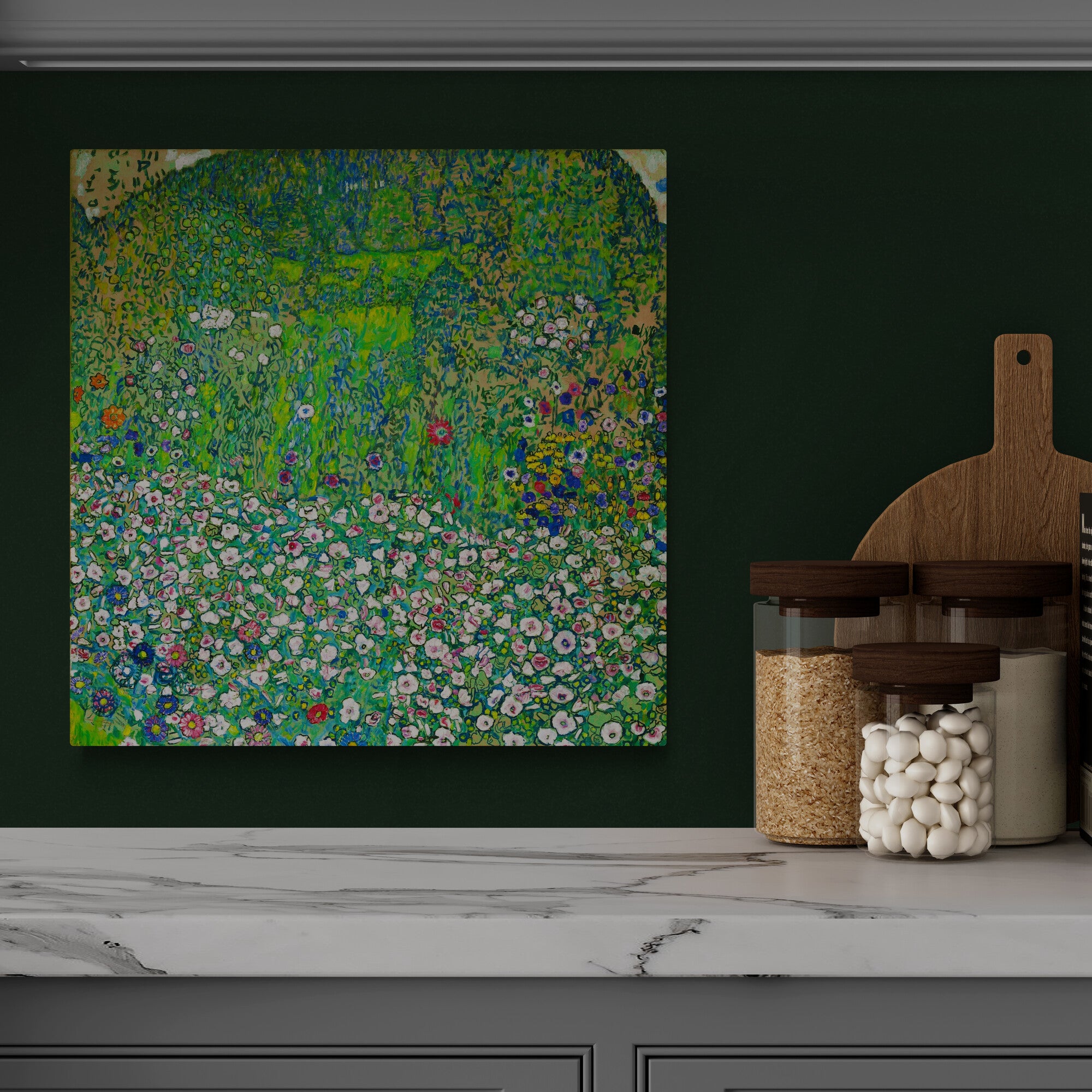 Garden Landscape With Mountain Top - Abstract Art by Gustav Klimt - Framed Canvas Wall Art Print - Various Sizes