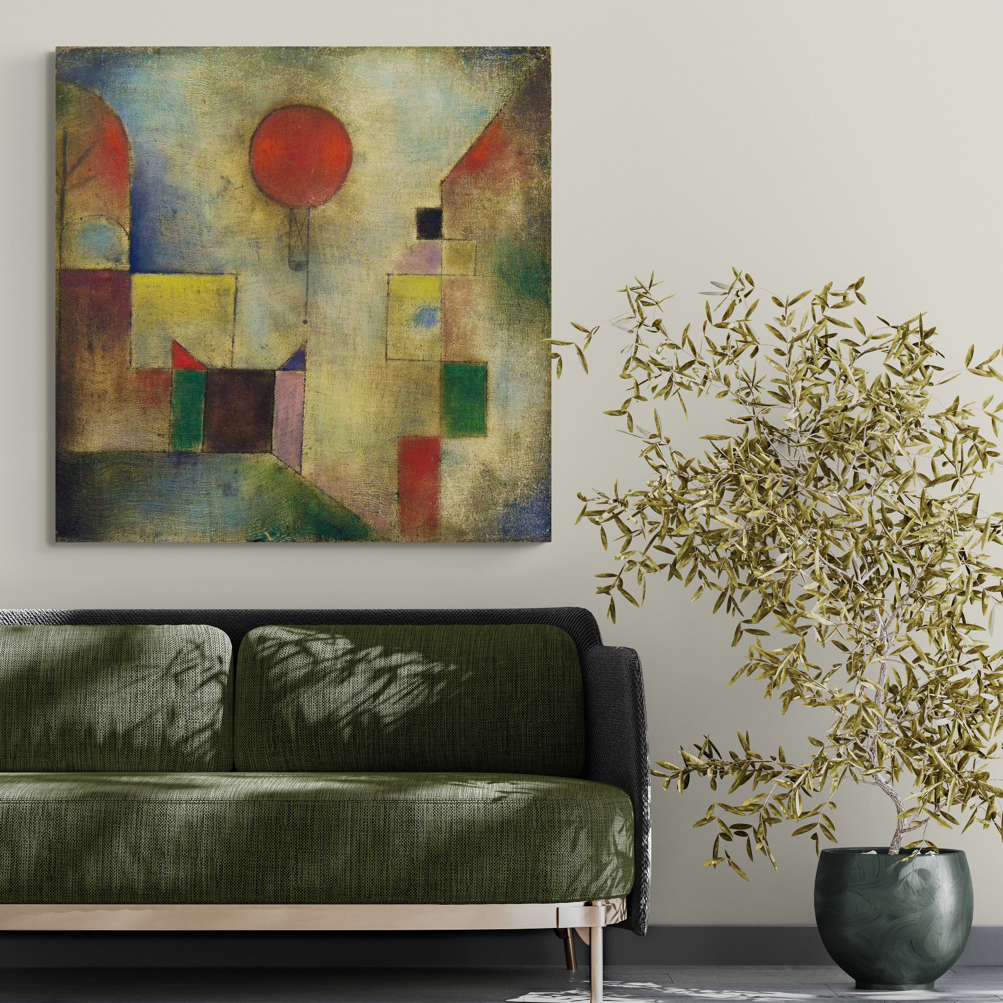 Red Balloon Abstract Art by Paul Klee 1922 - Canvas Framed Wall Art Print - Various Sizes