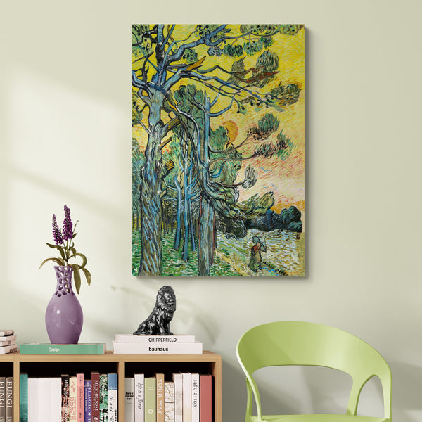 Pine Trees Against An Evening Sky by Vincent Van Gogh - Canvas Wall Art Framed Print - Various Sizes