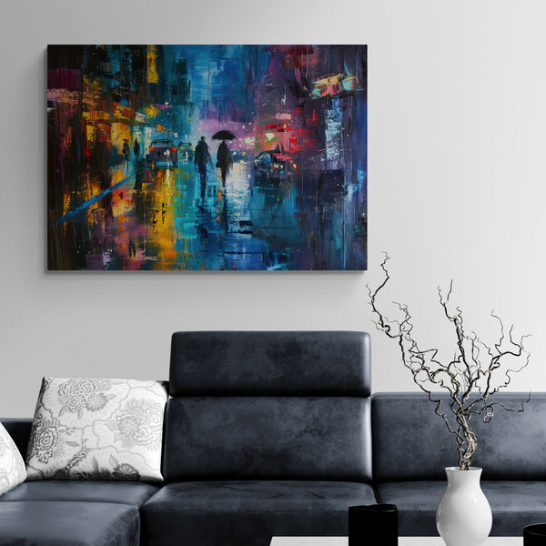 City Night Scene Cityscape Wall Art - Canvas Wall Art Framed Print - Various Sizes