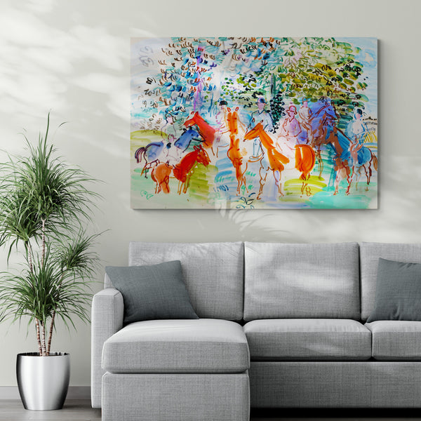 The Kessler Family On Horseback Abstract Wall Art by Raoul Dufy - Canvas Wall Art Framed Print - Various Sizes