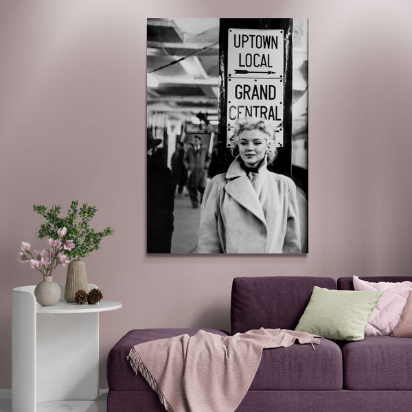 Monroe at New York Underground - Vintage Fashion Wall Art - Canvas Wall Art Framed Print - Various Sizes