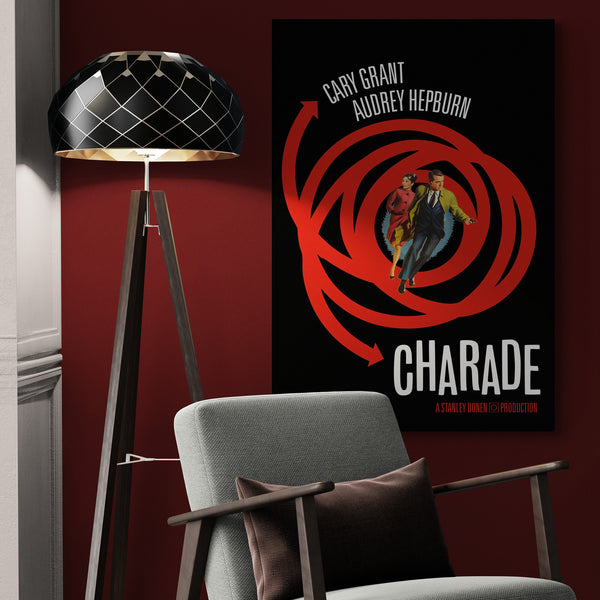 Charade Movie - Cary Grant - Audrey Hepburn - Film Wall Art - Canvas Wall Art Framed Print - Various Sizes