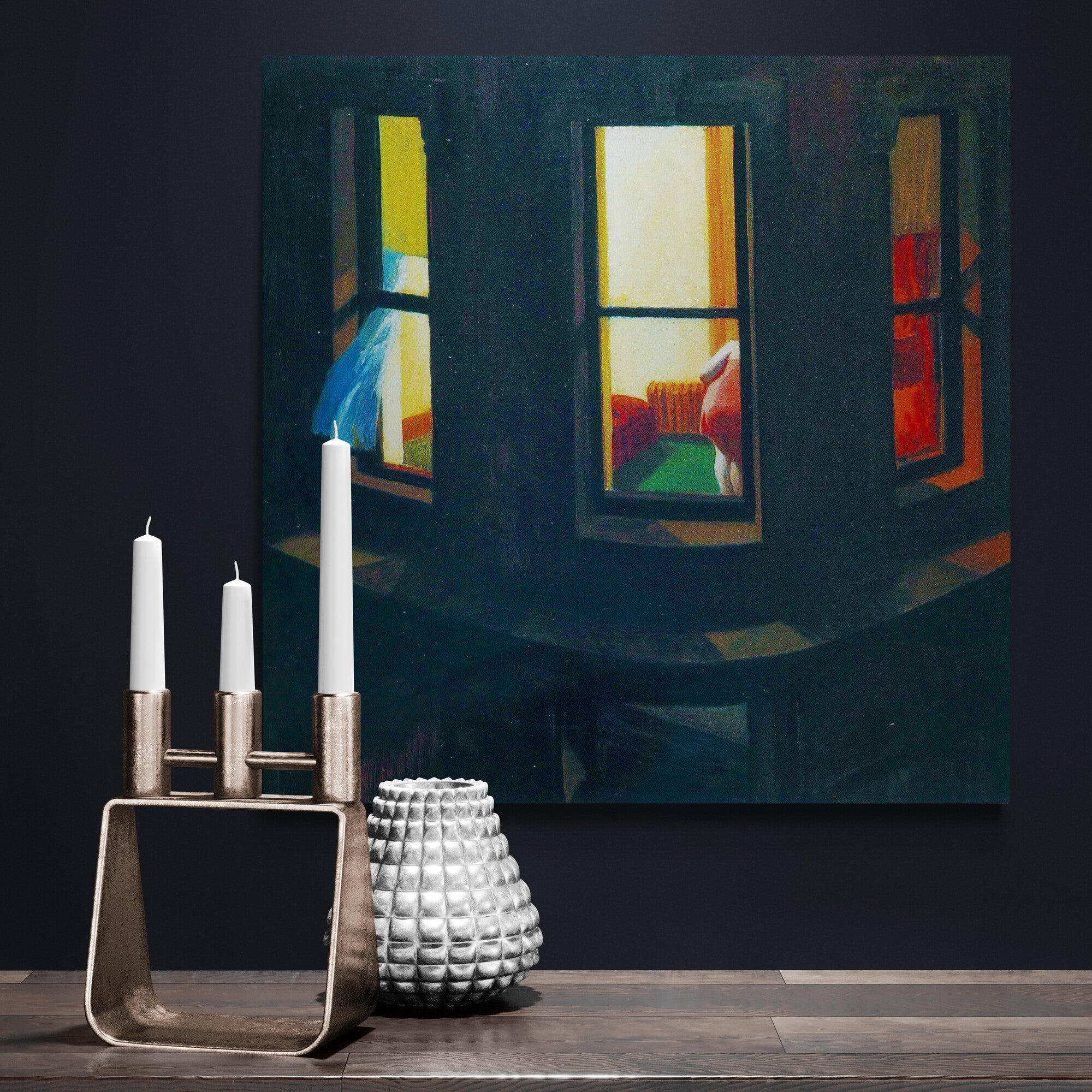Night Windows Wall Art by Edward Hopper - Framed Canvas Wall Art Print - Various Sizes