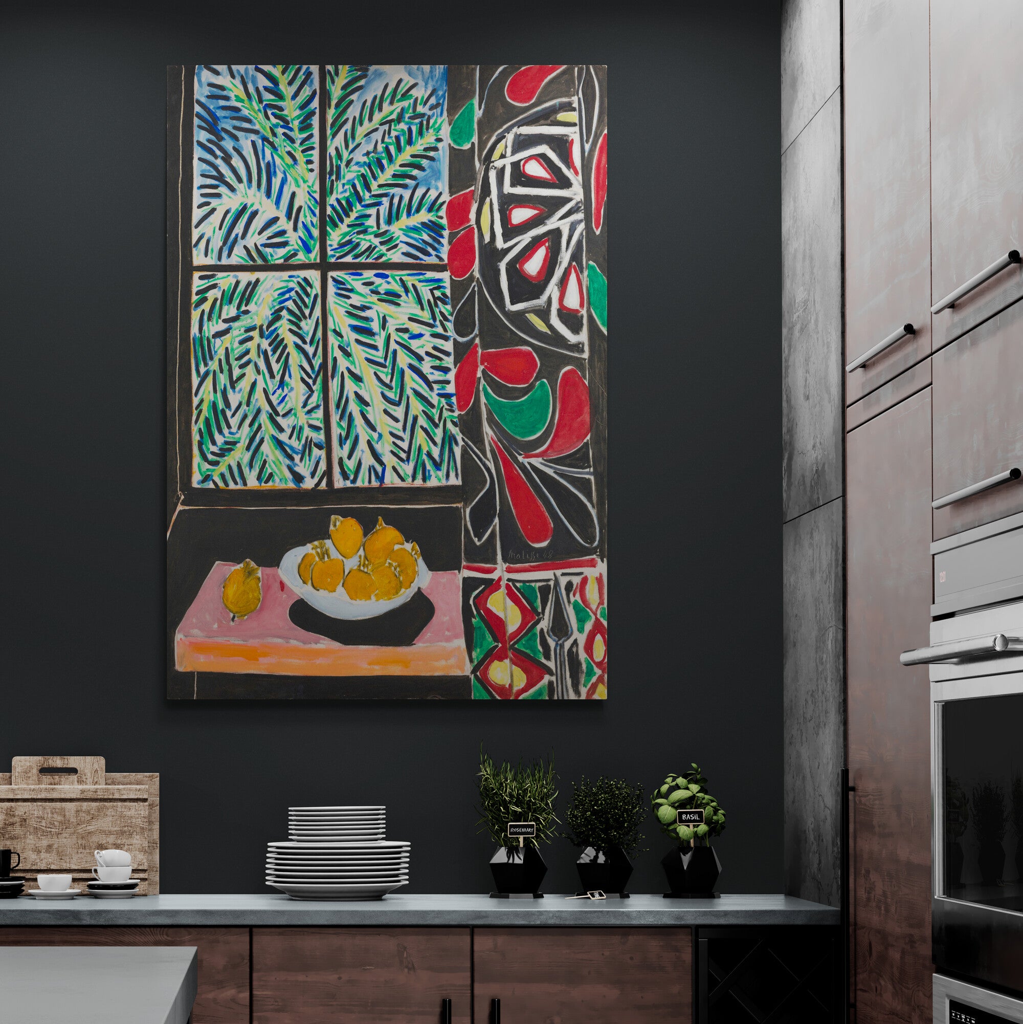 Henri Matisse - Interior with Egyptian Curtain 1948 - Canvas Wall Art Framed Print - Various Sizes