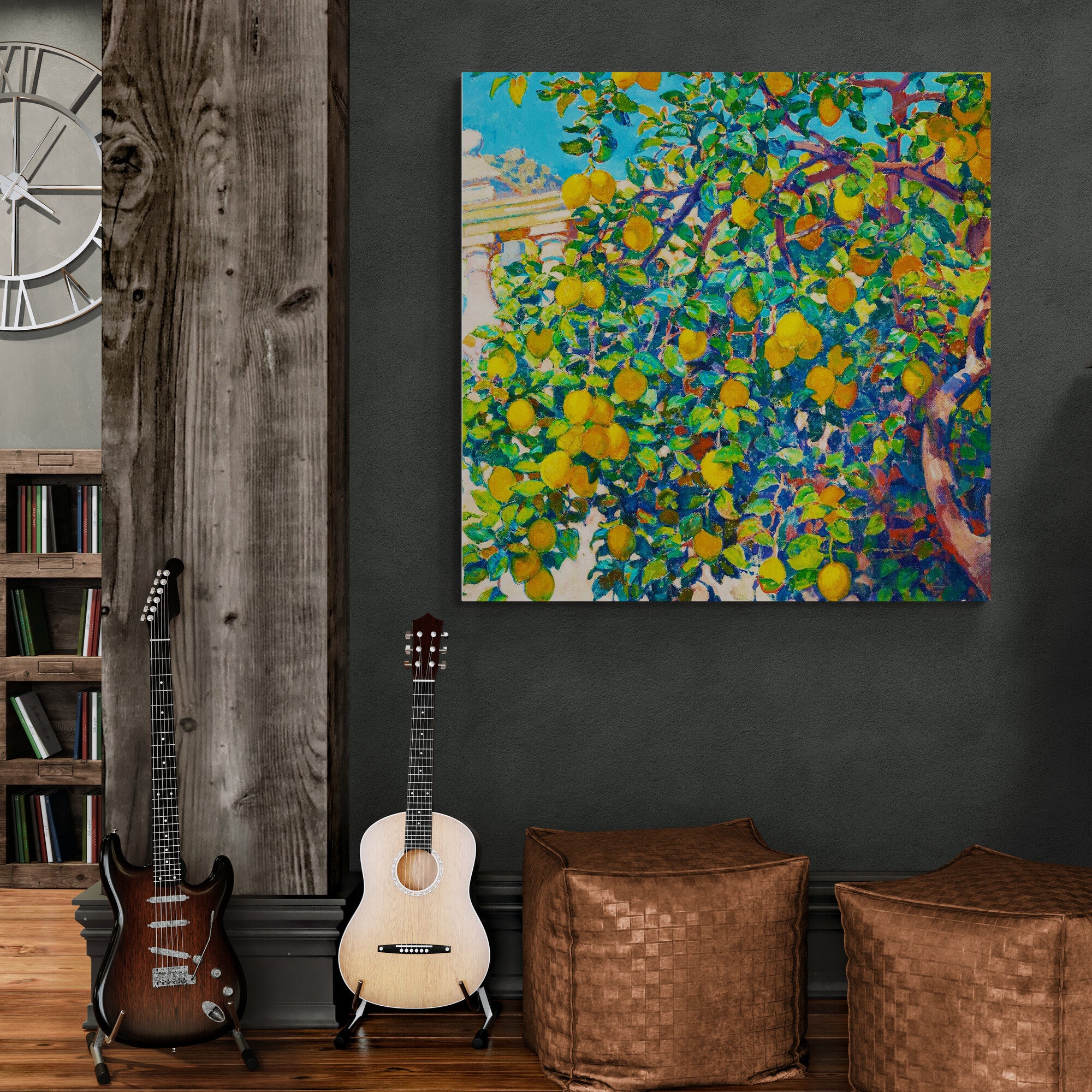Lemon Tree Wall Art by Theo van Rysselberghe - Framed Canvas Wall Art Print - Various Sizes