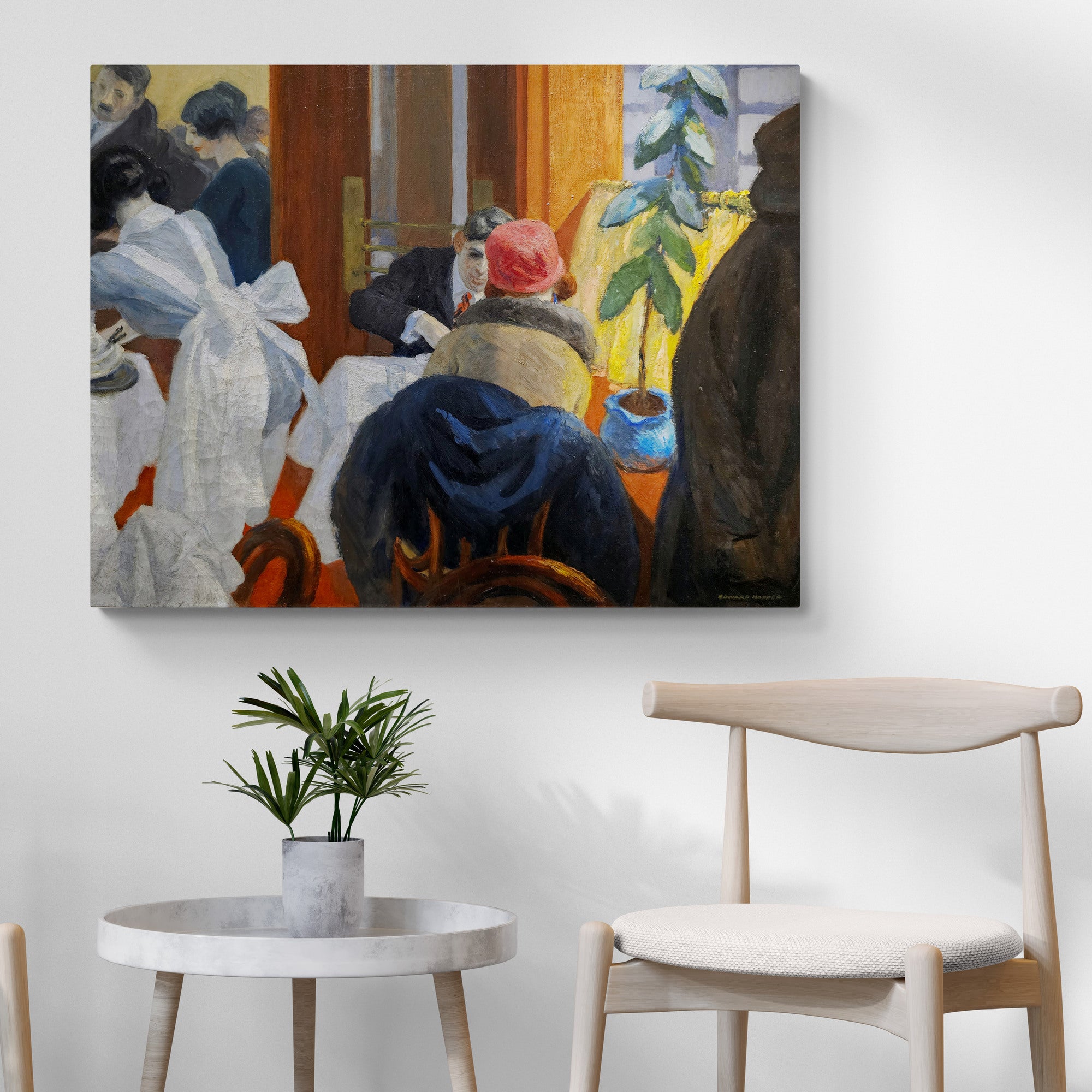 New York Restaurant - Wall Art by Edward Hopper - Canvas Wall Art Framed Print - Various Sizes