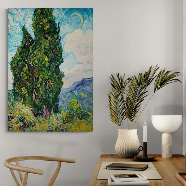 Cypresses by Vincent Van Gogh - Canvas Wall Art Framed Print - Various Sizes