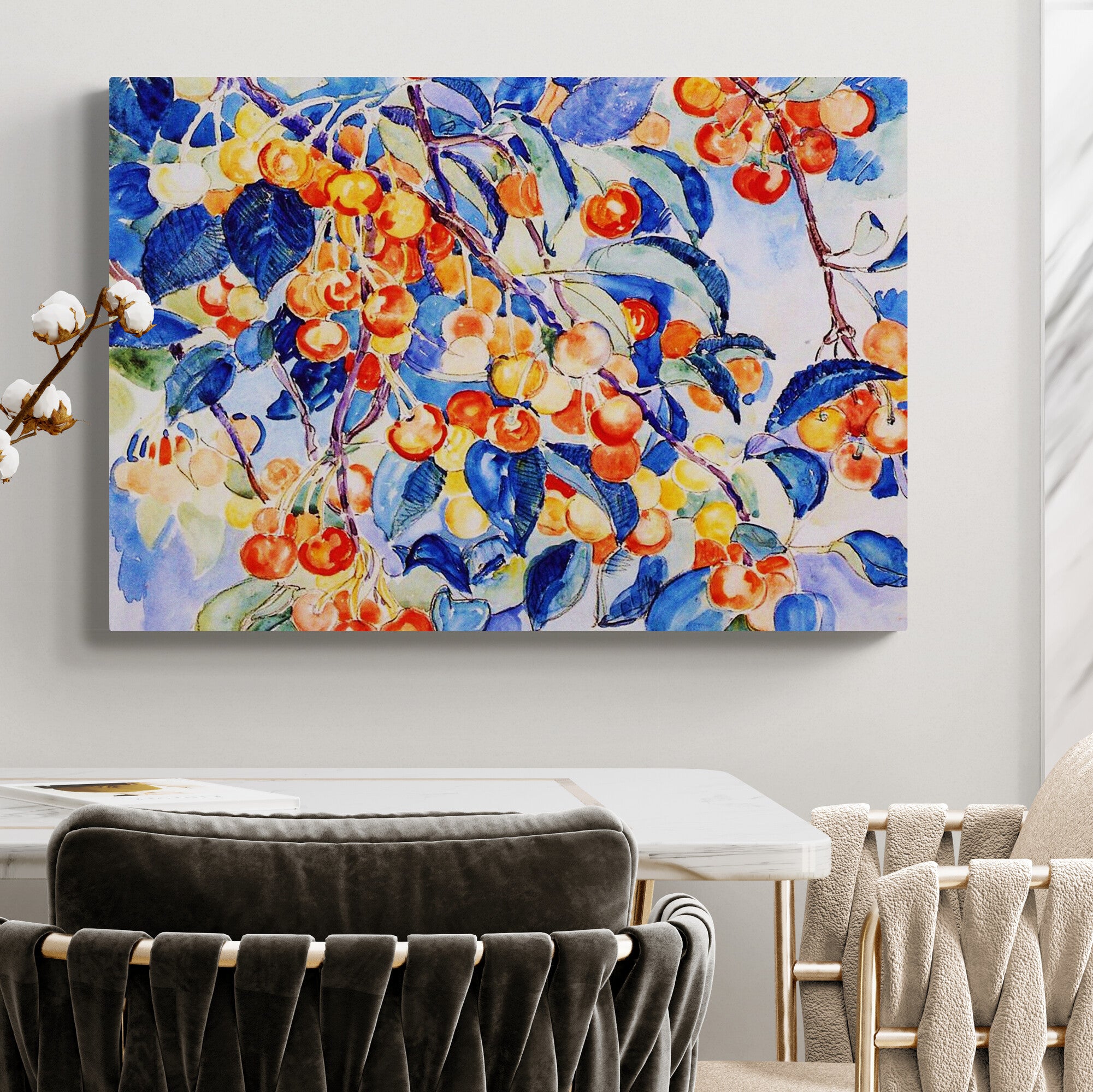 Cherries - Wall Art by Theo Van Rysselberghe - Canvas Wall Art Framed Print - Various Sizes