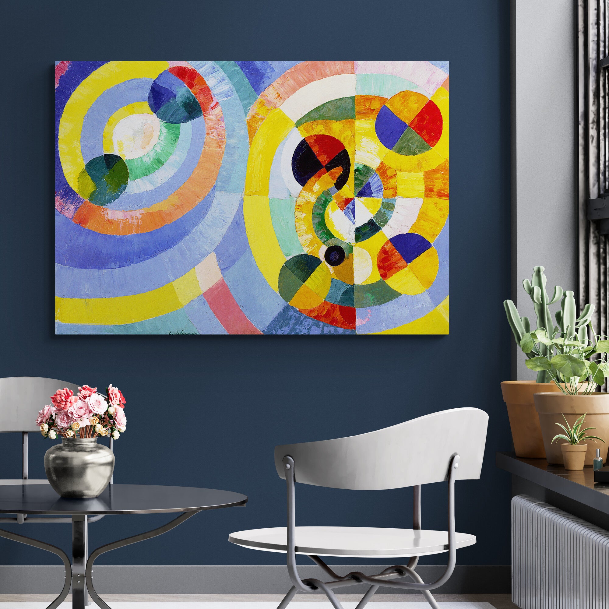 Circular Forms Abstract Art by Robert Delaunay - Canvas Wall Art Framed Print - Various Sizes