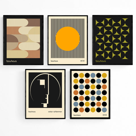 Bauhaus Wall Art - Set of 5 Images (10" x 8" | Unframed) Rolled Prints|Canvas - Bauhaus Poster - Minimalist Wall Art - Abstract Wall Art