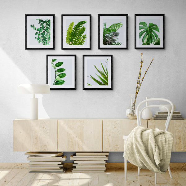 Green Botanical Wall Art - Tropical Plant Leaves - Home Decor Set of 6 Unframed - Rolled Prints | Canvas - Home Decor