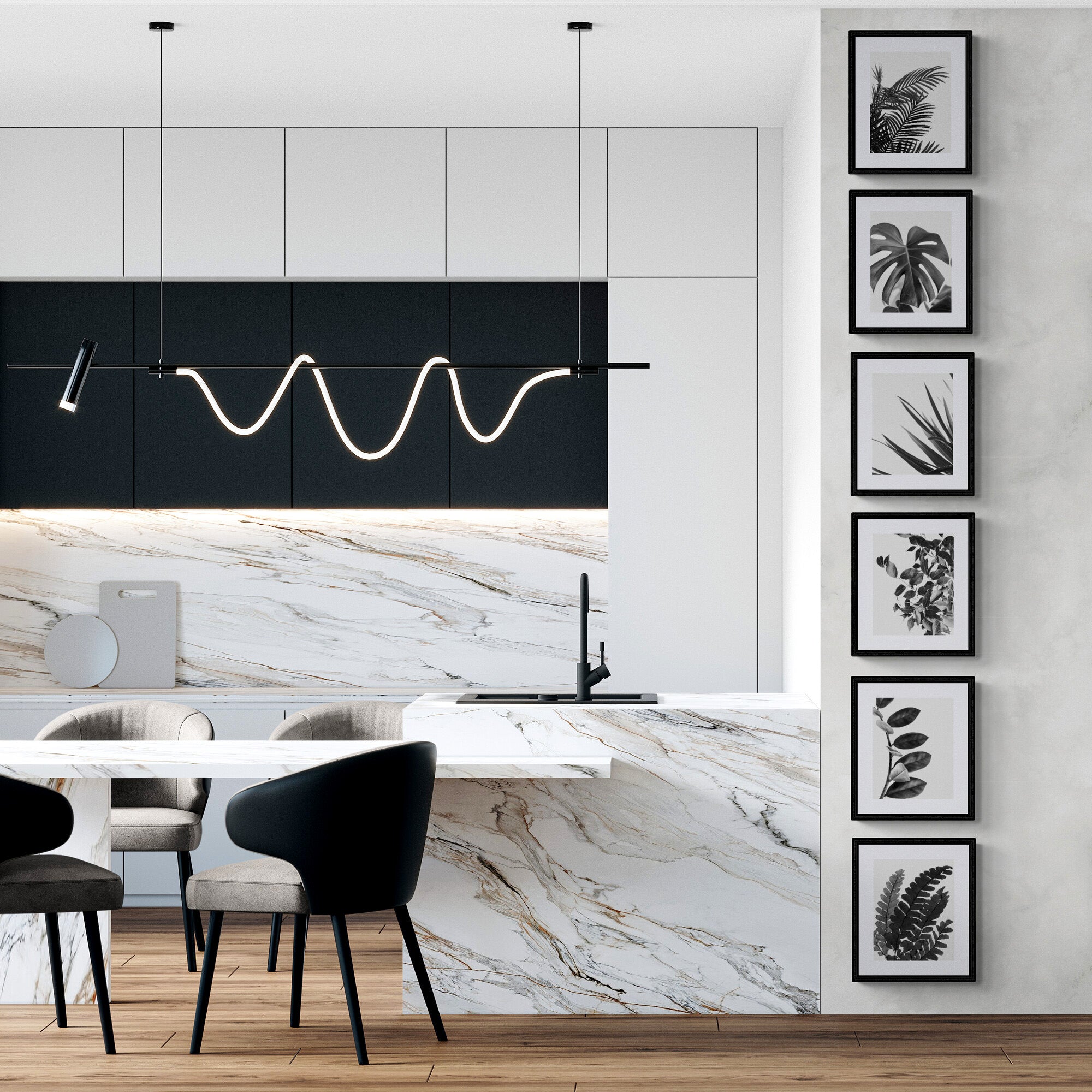 Botanical Wall Art Monochrome - Natural Plant Leaves - Home Decor - Set Of 6 Unframed - Rolled Prints | Canvas - Home Decor