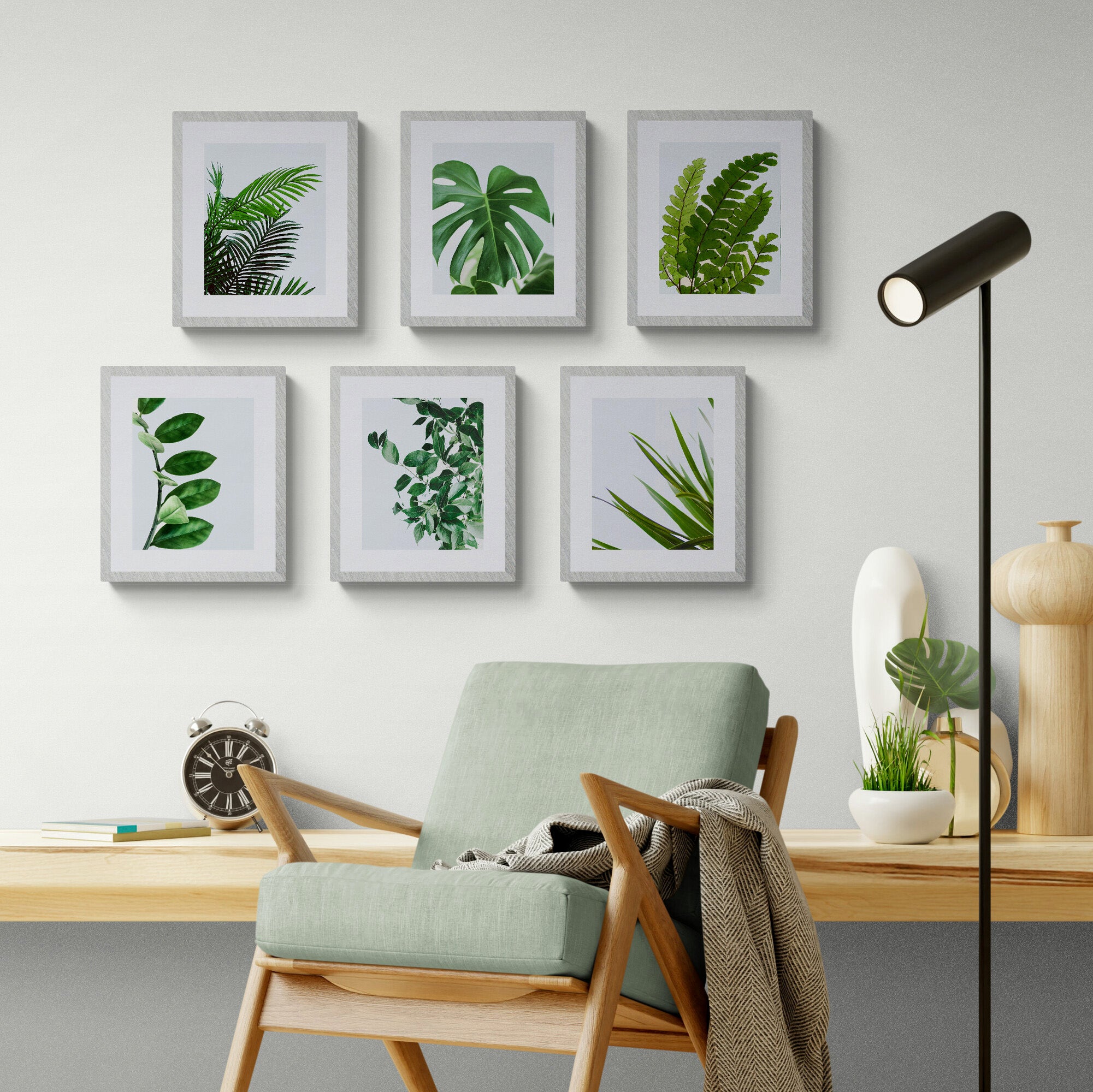 Green Botanical Wall Art - Tropical Plant Leaves - Home Decor Set of 6 Unframed - Rolled Prints | Canvas - Home Decor