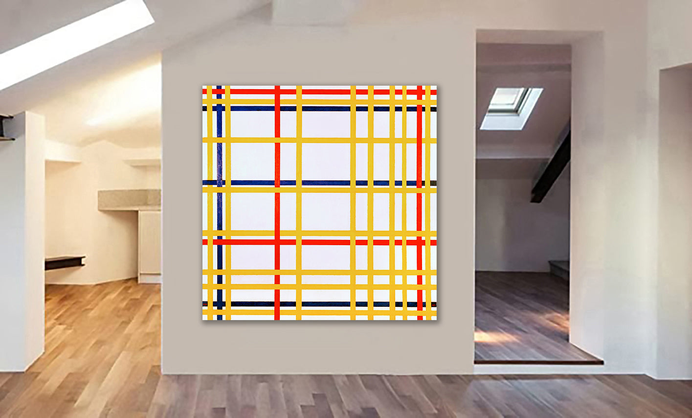 New York City I by Piet Mondrian Wall Art 1942 - Framed Canvas Wall Art Print - Various Sizes