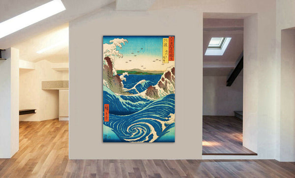 Stormy Sea At The Naruto Rapids By Utagawa Hiroshige - Canvas Wall Art Print - Various Sizes