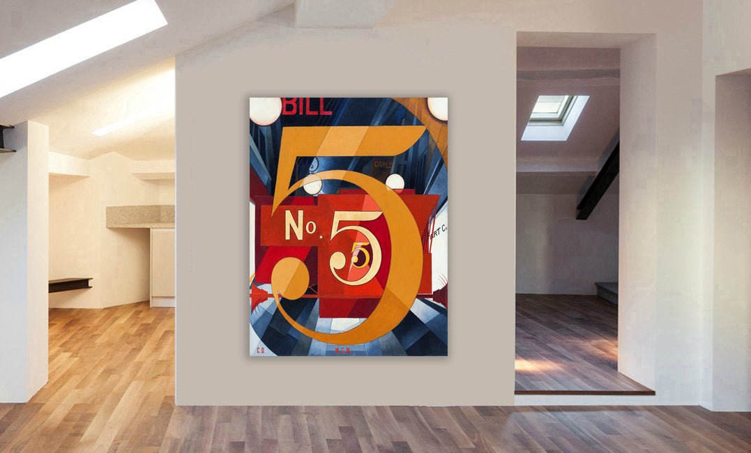 I Saw the Figure 5 in Gold by Charles Demuth - Canvas Wall Art Framed Print - Various Sizes