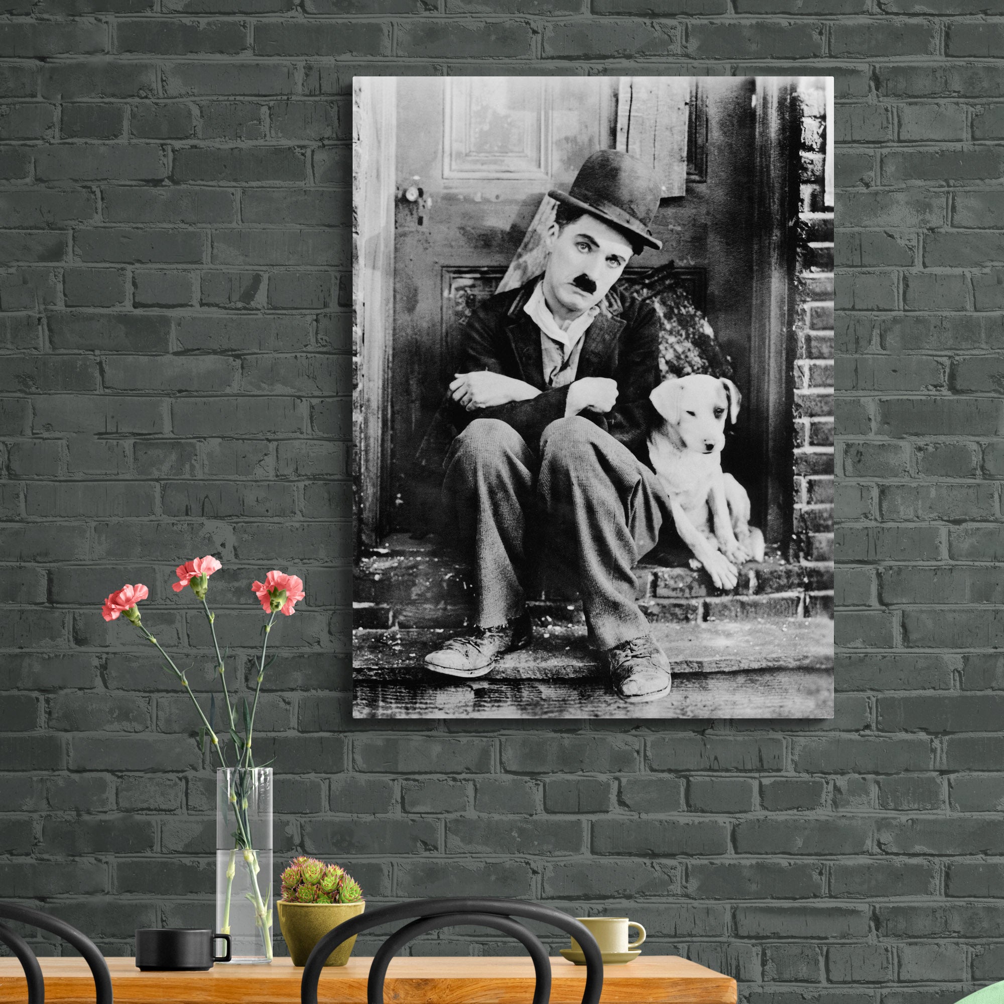 A Dogs Life - Charlie Chaplin Movie Art - Canvas Wall Art Framed Print - Various Sizes