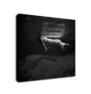 A Woman Floats In Water - Fashion Photography By Toni Frissell 1947 - Framed Canvas Wall Art Print - Various Sizes