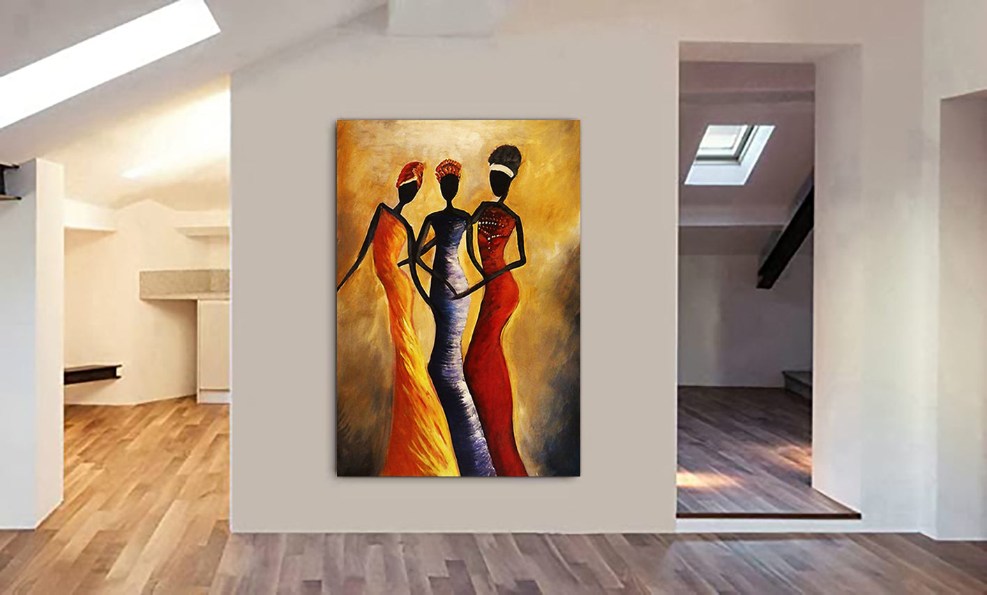 African Woman - Vintage - Canvas Wall Art Framed Print - Various Sizes
